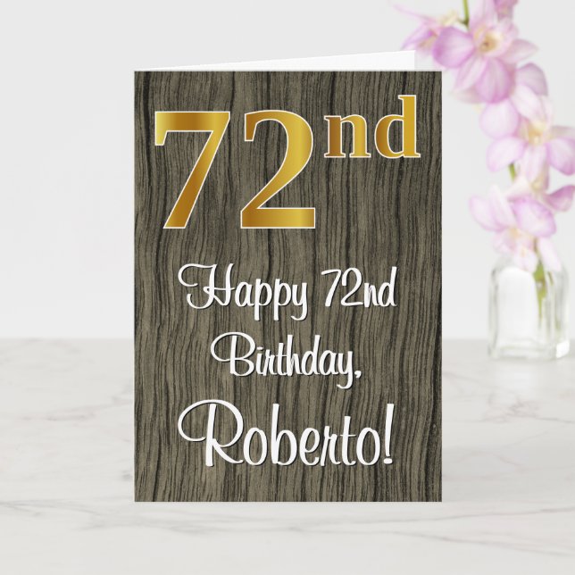 Tarjeta 72° cumpleaños: Elegante apariencia de oro falso # (Orquídea)