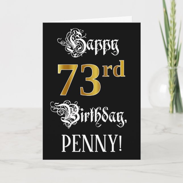 Tarjeta 73.ª Cumpleaños — Guión De Fancy; Mirada De Oro Fa (Anverso)