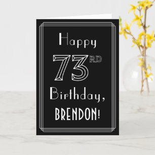 Tarjeta 73.º cumpleaños: Art Deco Style # 73 y nombre pers