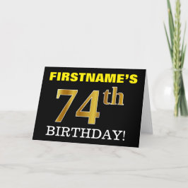 Tarjeta "74º CUMPLEAÑOS" de oro negro e imitación