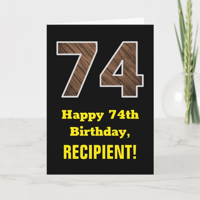 Tarjeta 74º cumpleaños: Nombre, Patrón de grano de madera  (Anverso)