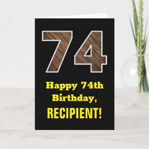 Tarjeta 74º cumpleaños: Nombre, Patrón de grano de madera