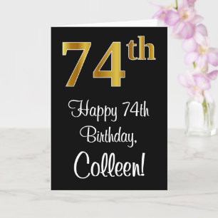 Tarjeta 74 Aniversario ~ Elegante Lujoso Faux Gold Look #