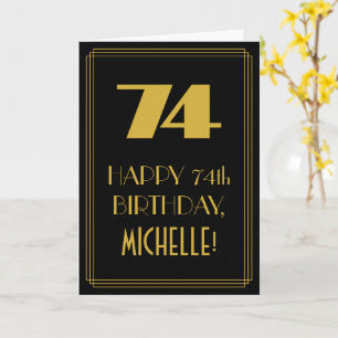 Tarjeta 74 cumpleaños ~ Art Deco Inspirado Aspecto "74" y