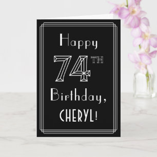 Tarjeta 74 cumpleaños: Art Deco Style # 74 y nombre person