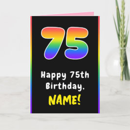 Tarjeta 75º cumpleaños: arcoiris colorido # 75, nombre per