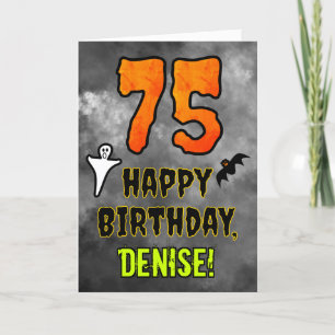 Tarjeta 75º cumpleaños: Tema de Eerie Halloween + nombre p