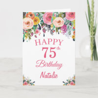 75.ª acuarela Flores Florales Pink Card