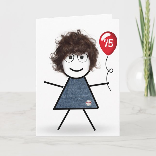 Tarjeta 75.ª Pala de cumpleaños con globo rojo (Anverso)