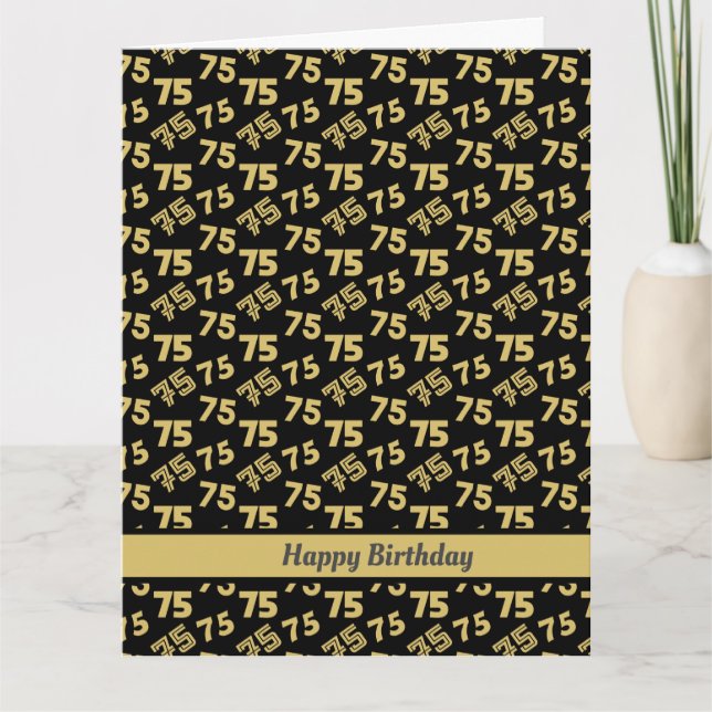 Tarjeta 75.º patrón de número de oro de cumpleaños (Anverso)