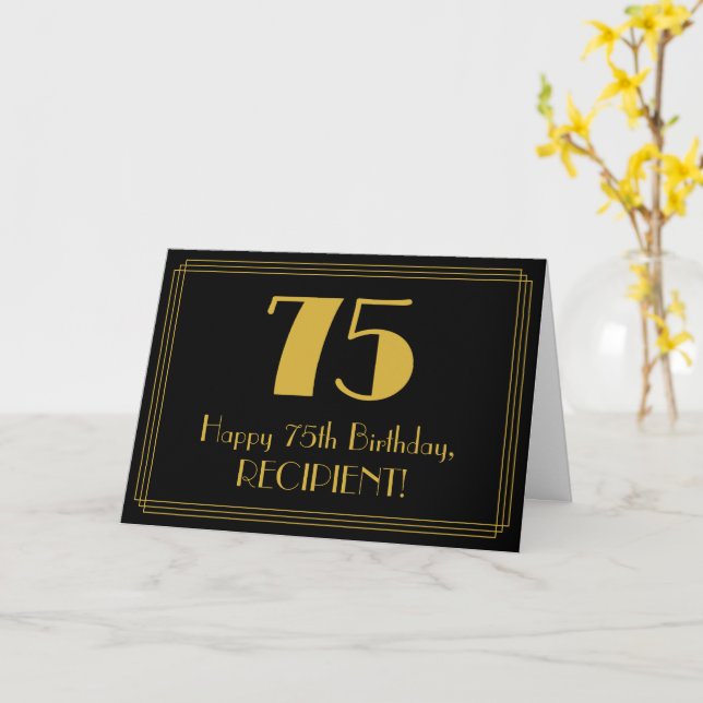 Tarjeta 75 Aniversario: Aspecto inspirado en el Art Deco " (flor amarilla)