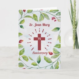 Tarjeta 75° Aniversario de la Cruz de las Nun en corona de