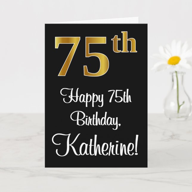 Tarjeta 75 Aniversario ~ Elegante Lujoso Faux Gold Look # (Planta pequeña)