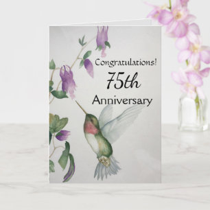Tarjeta 75 Aniversario Felicitaciones Hummingbird