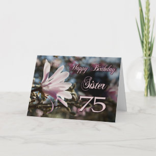 Tarjeta 75.o cumpleaños de la hermana con la magnolia
