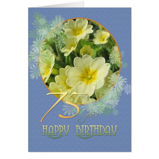 Tarjeta 75.o Primaveras y azul del cumpleaños
