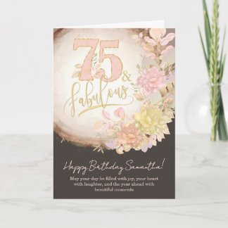 Tarjeta 75 y Fabuloso Floral Foto Personalizada de Cumplea