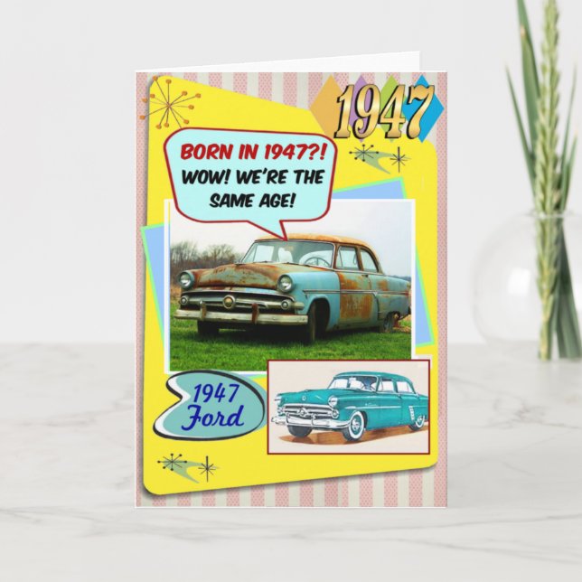 Tarjeta 75th Birthday! Wow, same age as this 1947 Chevy! (Anverso)