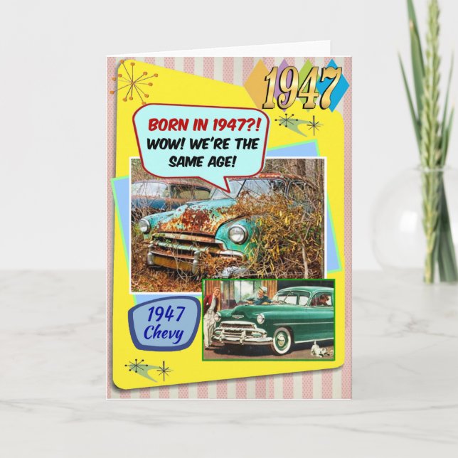Tarjeta 75th Birthday! Wow, same age as this 1947 Chevy! (Anverso)