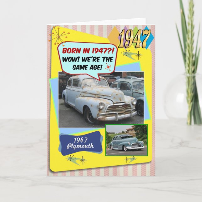 Tarjeta 75th Birthday! Wow, same age as this 1947 DeSoto! (Anverso)
