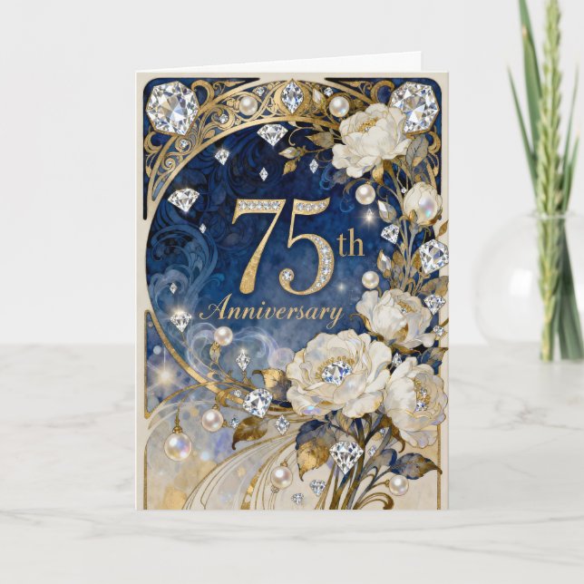Tarjeta 75th Diamond Fantasy Wedding Anniversary (Anverso)