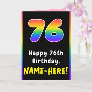 Tarjeta 76º cumpleaños: arcoiris colorido # 76, nombre per