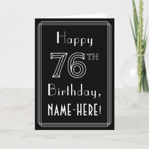 Tarjeta 76º cumpleaños: Art Deco Style # 76 y nombre perso