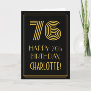 Tarjeta 76º cumpleaños: Aspecto inspirado en el Art Deco "
