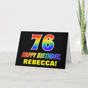 Tarjeta 76º cumpleaños: audaz, divertido, simple, arcoiris