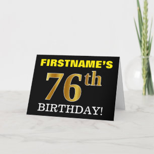 Tarjeta "76º CUMPLEAÑOS" de oro negro e imitación