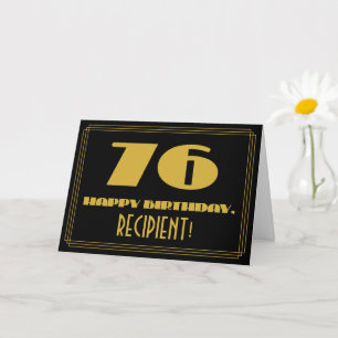 Tarjeta 76º cumpleaños: Nombre + Art Deco Inspirado Aspect