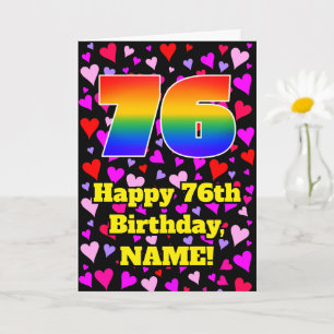 Tarjeta 76º cumpleaños: Patrón de corazones amorosos, arco