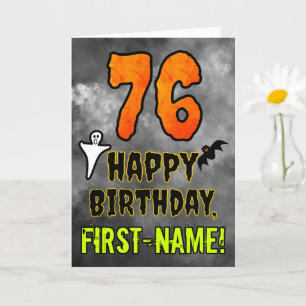 Tarjeta 76º cumpleaños: Tema de Eerie Halloween + nombre p