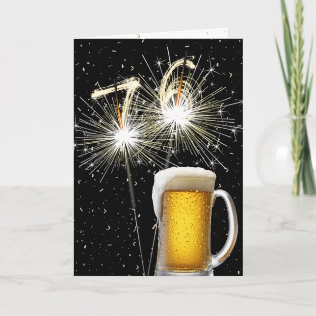 Tarjeta 76.º Cumpleaños Espumosos Con Mug De Cerveza (Anverso)