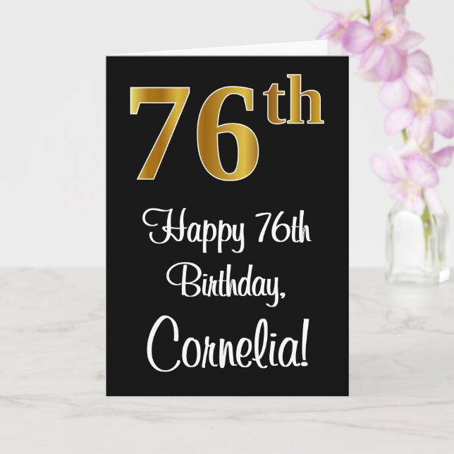 Tarjeta 76 Aniversario ~ Elegante Lujoso Faux Gold Look # (Orquídea)