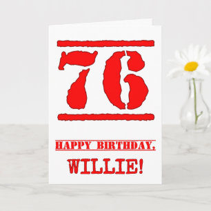 Tarjeta 76° cumpleaños: Diversión, estampado de goma roja