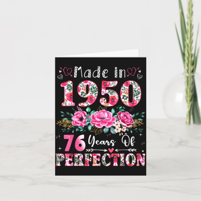 Tarjeta 76 Year Old Made In 1950 Floral 76th Birthday Wome (Anverso)