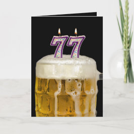 Tarjeta 77.ª Cerveza de cumpleaños con negro