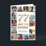 Tarjeta 77.º Collage de fotos blanco y oro feliz cumpleaño<br><div class="desc">77.ª tarjeta de cumpleaños de oro y Collage de fotos blanco. Para una mayor personalización,  haga clic en el botón "Personalizar" y utilice nuestra herramienta de diseño para modificar esta plantilla.</div>