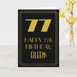 Tarjeta 77 Aniversario ~ Art Deco Inspirado Aspecto "77" y