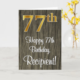 Tarjeta 77 Aniversario: Elegante Faux Gold Look #, Faux Wo