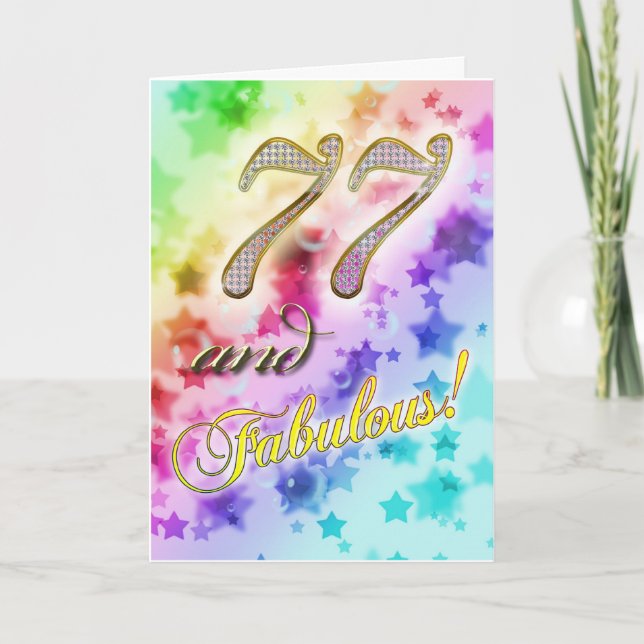 Tarjeta 77° cumpleaños para alguien Fabuloso (Anverso)
