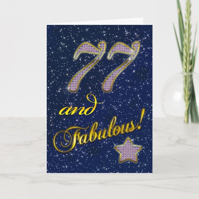 Tarjeta 77° cumpleaños para alguien Fabuloso (Anverso)