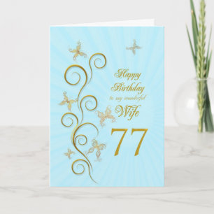 Tarjeta 77.o cumpleaños de la esposa con las mariposas de
