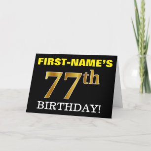 Tarjeta "77th BIRTHDAY" de oro negro e imitación