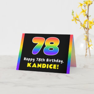 Tarjeta 78º cumpleaños: arcoiris colorido # 78, nombre per