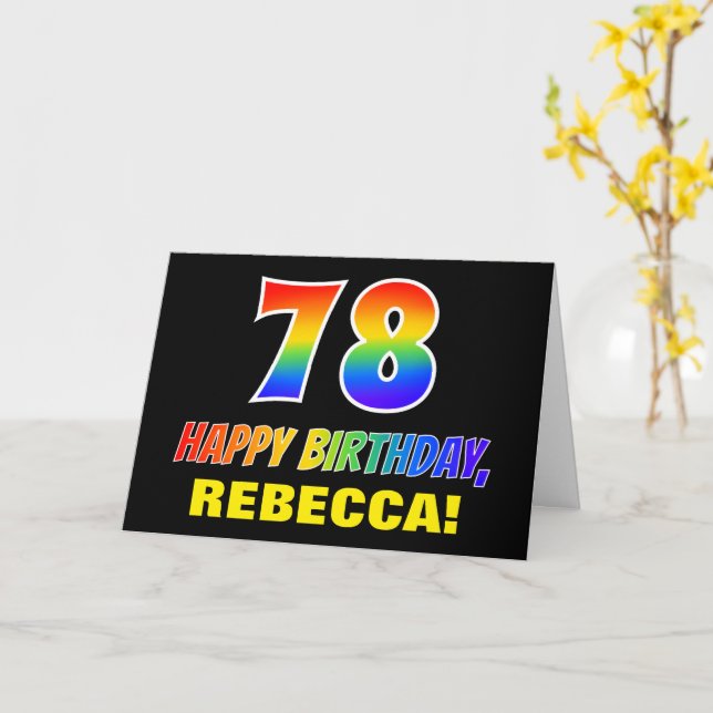 Tarjeta 78º cumpleaños: audaz, divertido, simple, arcoiris (flor amarilla)