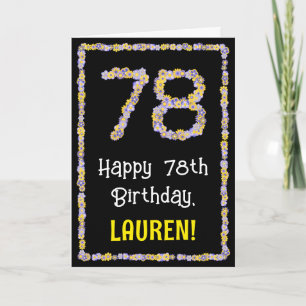 Tarjeta 78º cumpleaños: Flores florales número, nombre per