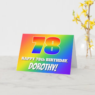 Tarjeta 78º cumpleaños: Patrón arcoiris multicolor # 78