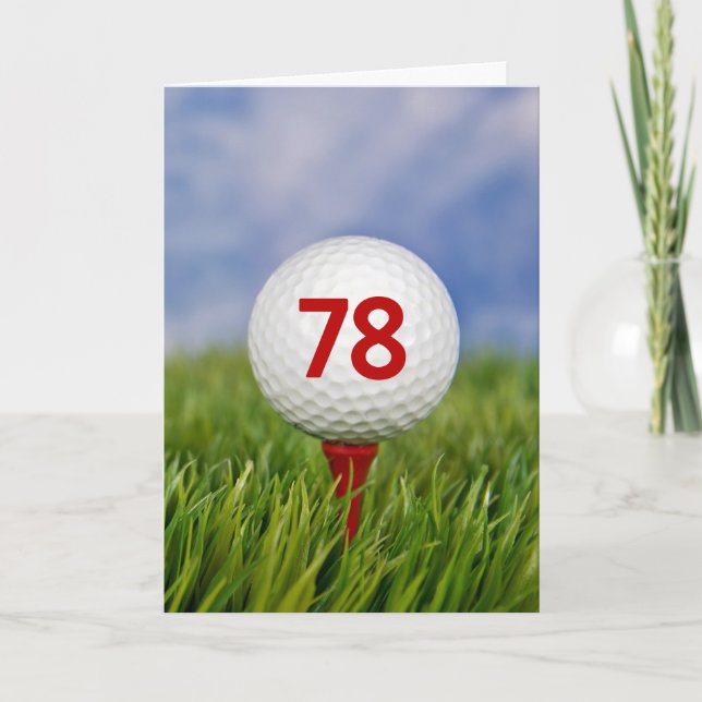 Tarjeta 78.ª bola de golf de cumpleaños en Red Tee (Anverso)